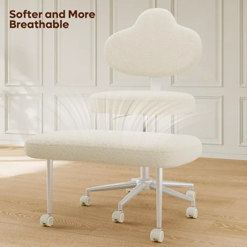 Miniatura 5 de Pinmoco Silla de Oficina para Sentarse con Piernas Cruzadas con Ruedas, Silla de Meditación, Silla TDAH para Adultos, Respaldo y Asiento más Anchos