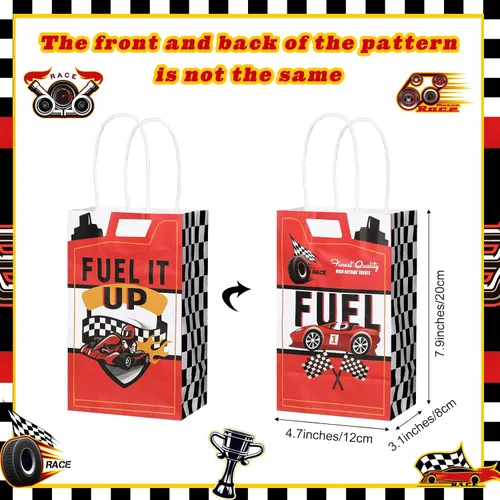 Miniatura 2 de Bolsas de regalo con temática de coches de carreras Pajean, bolsas de papel para golosinas y favores de fiesta, con asas, para suministros