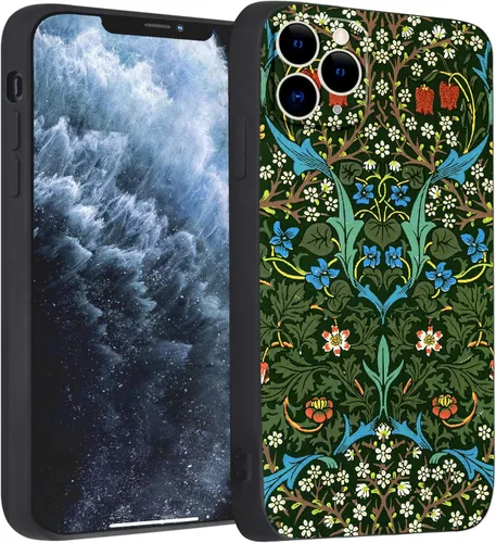 Miniatura 39 de Berkin Arts Funda de silicona compatible con iPhone 12 con protector de pantalla de flores ornamentales intrincadas rosas