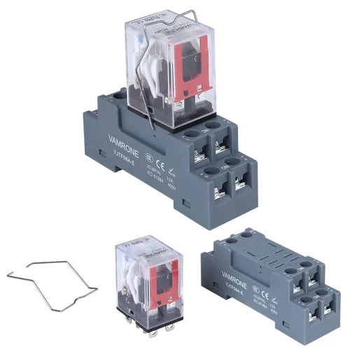 Miniatura 2 de Relé de potencia electromagnética, bobina de relé de CA de 8 pines de 10 amperios y 24 V con base de enchufe, indicador LED, DPDT 2NO 2NC - MY4NJ 9