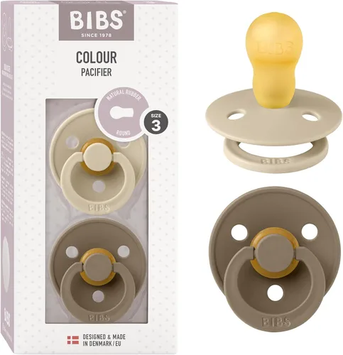 Miniatura 88 de BIBS - Paquete de 2 chupetes Bibs Colour, calmante, libre de bisfenol A, punta redonda, látex de goma natural Noche de vainilla