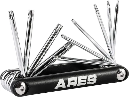 ARES 44000-Juego de llaves de estrella plegables a prueba de manipulaciones de 10 piezas, los tamaños incluyen T-6 a T-30 - Construcción de acero
