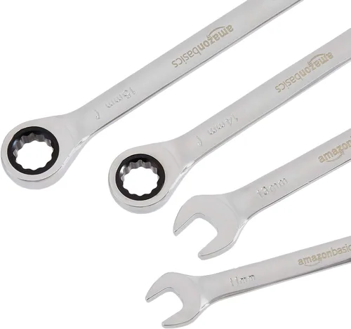 Miniatura 4 de Amazon Basics Juego de llaves de trinquete métricas, 5 piezas, acero al cromo vanadio, 72 dientes, 0.394 in, 0.433 in, 0.512 in, 0.551 in, 0.591 in