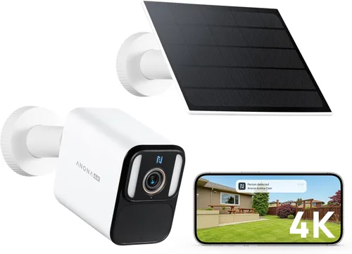 Anona Aurora - Cámaras de seguridad solar 4K inalámbricas para exteriores, alimentación permanente con panel solar, visión nocturna a color de 8 MP,