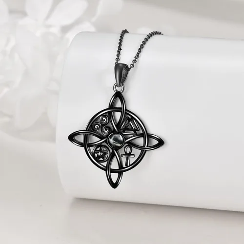 Miniatura 61 de YAFEINI Collar con dije de nudo de bruja de plata de ley, amuleto de bruja de cruz celta, regalo para mujer