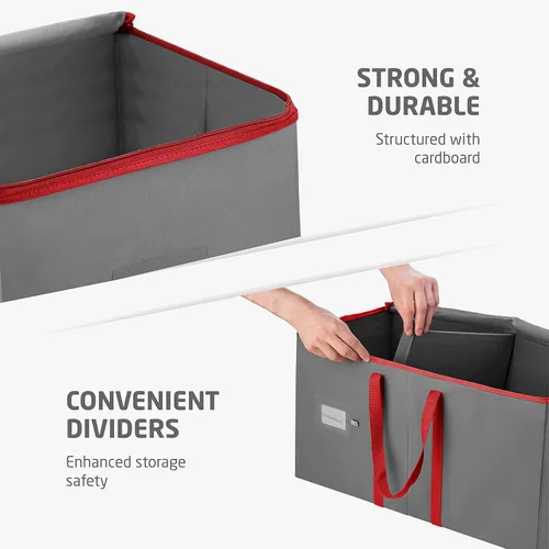 Miniatura 5 de ZOBER Caja de almacenamiento grande para adornos de Navidad, almacena 128 adornos de 3 pulgadas, con divisores, caja de almacenamiento organizadora
