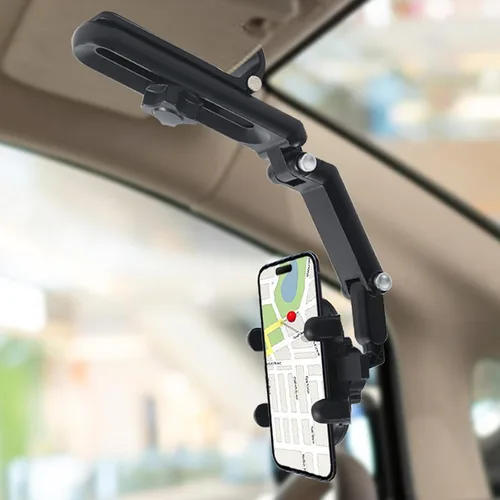 Soporte para teléfono con visera solar, soporte para teléfono para automóvil, giratorio 360° y ajustable, compatible con todos los teléfonos