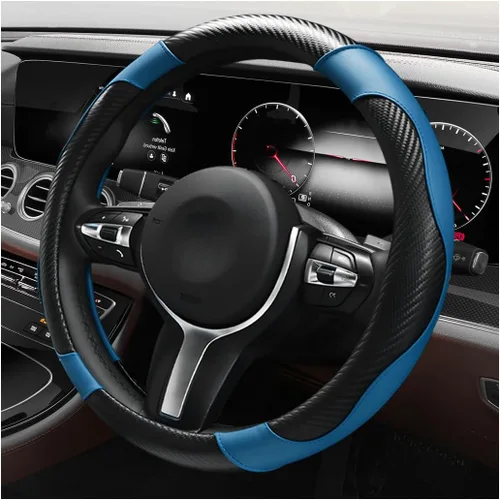 Miniatura 18 de Funda para volante de automóvil, 15 pulgadas, antideslizante, protector de volante de cuero elástico, cómodo, transpirable, deportivo para mujeres