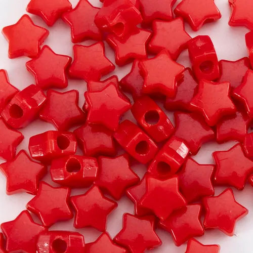Miniatura 5 de 500 piezas de cuentas acrílicas rojas de 13 mm con gran agujero en forma de estrella para hacer joyas, pulseras, collares, aretes, llaveros, regalos