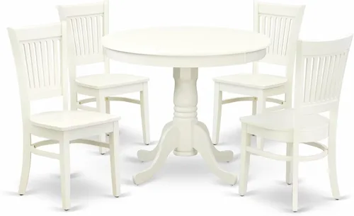 Miniatura 15 de East West Furniture ANVA3-BLK-C - Juego de mesa de comedor moderno de 3 piezas que contiene una mesa de cocina redonda con pedestal y 2 sillas