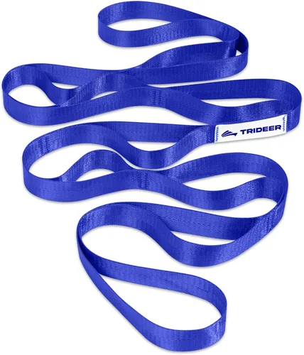Miniatura 9 de Correa Trideer para estiramiento y yoga, correa de terapia física para entrenamiento en casa, ejercicio, pilates y gimnasia, 10 bucles, bandas Negro