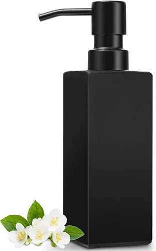Miniatura 14 de Dispensador de jabón de vidrio ámbar GMISUN, dispensador de jabón de manos con bomba de acero inoxidable para baño, dispensadores de cocina