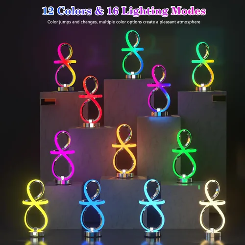 Miniatura 2 de Lámparas de mesa modernas, lámpara LED espiral regulable de 3 niveles con función de memoria, lámpara de noche táctil y control remoto con 16 modos