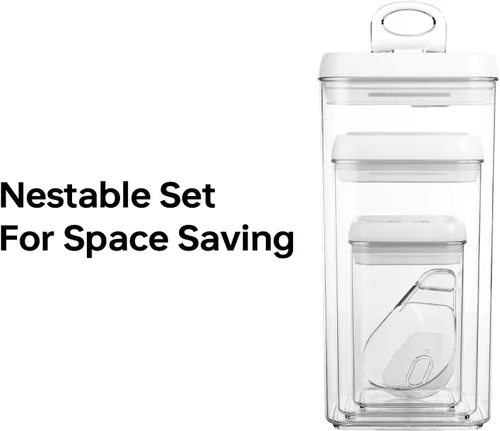 Miniatura 4 de Felli Flip Tite - Recipiente de almacenamiento de alimentos acrílico con tapa, 6 pulgadas, XL, con sello de anillo hermético y parte superior, Blanco