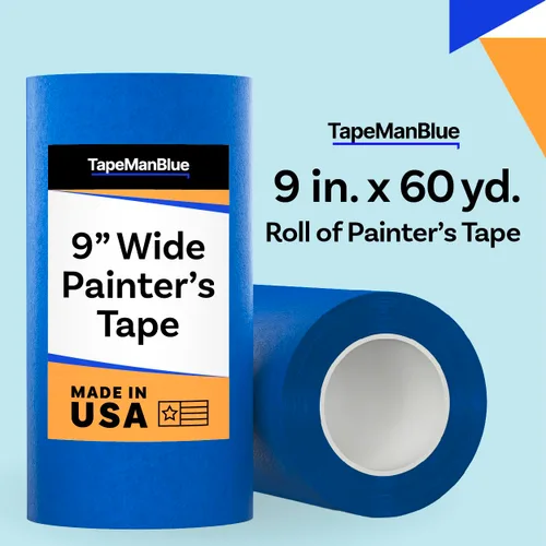 Miniatura 2 de Cinta adhesiva ancha azul para pintores, 9 pulgadas x 60 yardas, fabricada en Estados Unidos, cinta adhesiva azul ancha para corte/grabado láser e