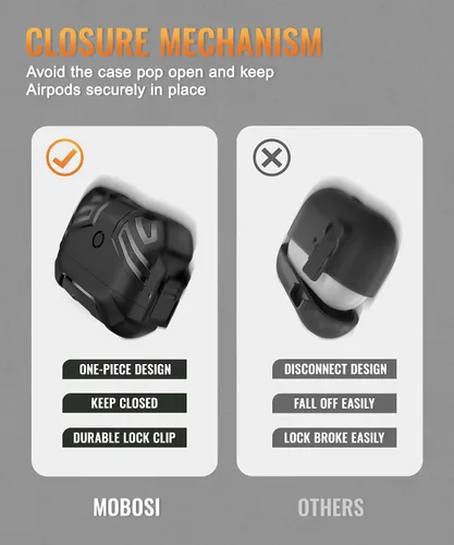 Miniatura 9 de MOBOSI Funda para AirPods Pro 2 con cerradura, compatible con funda Airpod Pro de 2ª/1ª generación, funda protectora de grado militar con kit