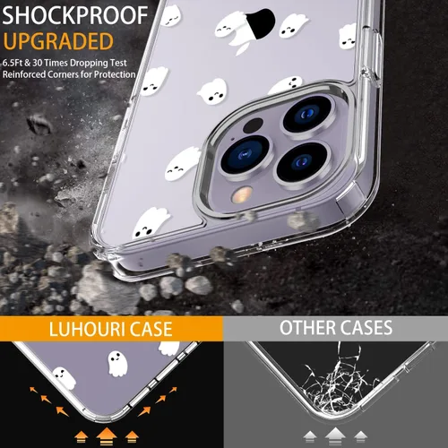 Miniatura 4 de LUHOURI Funda diseñada para iPhone 14 Pro Max con protector de pantalla, acrílico transparente para mujeres y niñas, funda protectora de ajuste