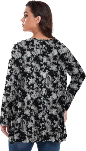 Miniatura 4 de OVERWORETY Camiseta tipo túnica de manga larga para mujer, plisada, casual, para otoño, para usar con leggings