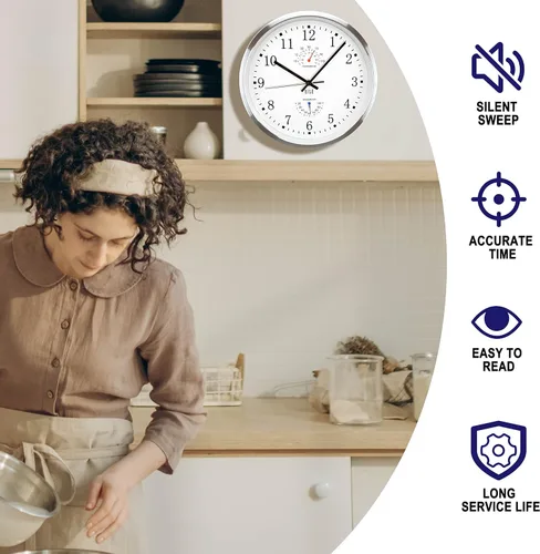 Miniatura 5 de HITO Reloj de pared silencioso de 14 pulgadas, funciona con pilas, reloj de pared grande para decoración de sala de estar, oficina, aula, dormitorio