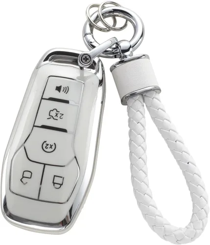 YO&YOYE - Funda para llavero Ford con llavero, protector de llavero de TPU suave para F150 Explorer Mustang Edge Lincoln MKZ MKX MKC