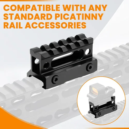 Miniatura 7 de Montura de elevación con carril Picatinny de 5 ranuras, 1" de perfil alto Montura elevadora Picatinny con rieles Pic cortos accesorios para alzas