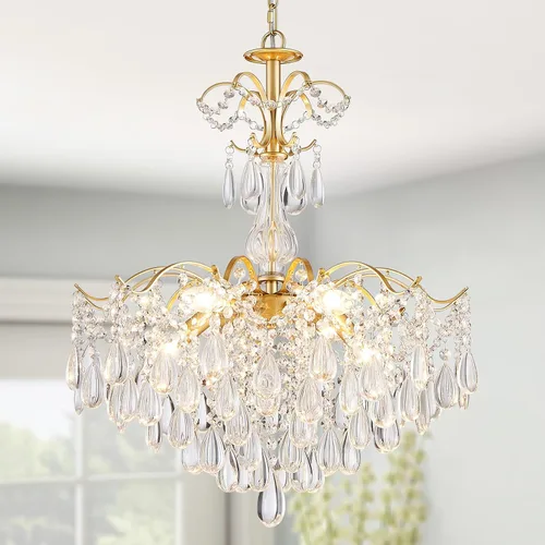 Miniatura 41 de WUZUPS Candelabro colgante de cristal con 5 luces, lámpara de techo moderna para dormitorio, pasillo, bar, cocina, baño, 20.3 pulgadas de alto