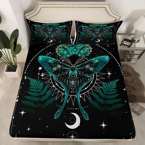 Miniatura 9 de Sábana bajera ajustable de mariposa, tamaño individual, estrellas estrelladas, galaxia azul, nebulosa, universo de nebulosa, suave, lujoso, juego