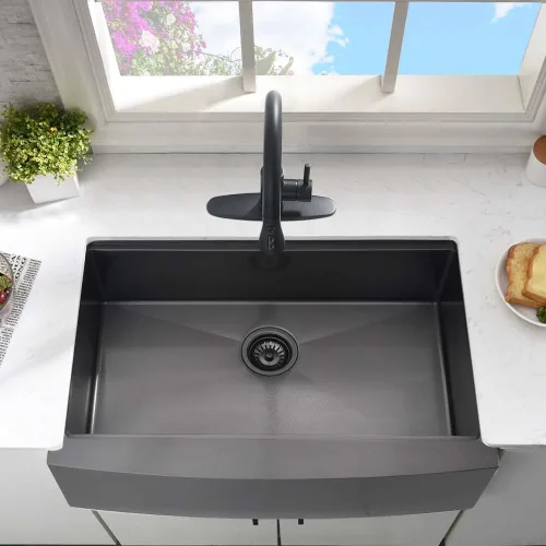 Miniatura 4 de Fregadero negro de 33 pulgadas para cocina de 33 x 21 pulgadas, fregadero de cocina de acero inoxidable negro, estación de trabajo, fregadero