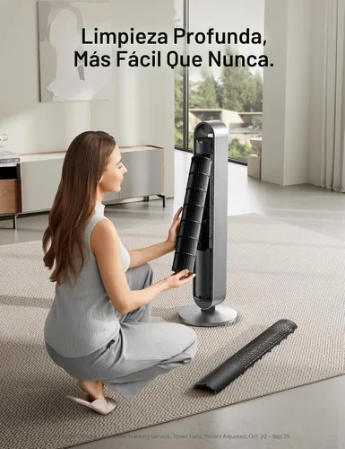 Miniatura 6 de Dreo - Ventilador de torre para dormitorio, ventilador oscilante de 42 pulgadas 120°, motor DC silencioso de 25dB, ventilador de pie sin aspas de 28