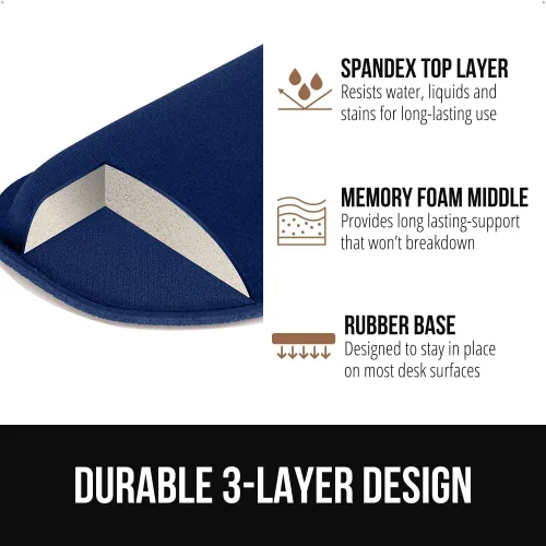 Miniatura 5 de GORILLA GRIP Reposamuñecas de teclado de espuma viscoelástica sedosa para computadora y mouse, almohadilla de soporte ergonómica para escribir, Negro