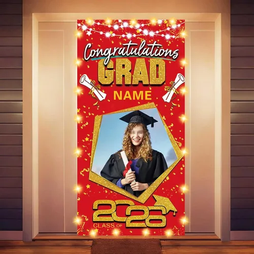 Miniatura 28 de Decoraciones personalizadas para fiestas de graduación 2026 – Cartel de felicitación de graduación grande – Cartel de fondo de graduación