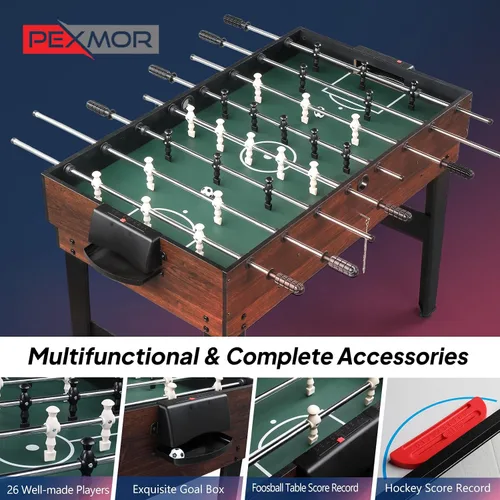Miniatura 3 de PEXMOR Mesa de juego múltiple 6 en 1 para adultos, mesa combinada para sala de juegos, juego de mesa de juego de 48 pulgadas