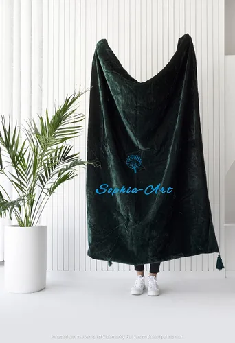 Miniatura 16 de Sophia-Art Manta de terciopelo triturado de lujo con borlas, para sofá o cama, manta suave, bohemia y cálida, acogedora, felpa ligera
