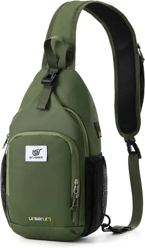 Miniatura 10 de SKYSPER - Mochila de bandolera con bloqueo RFID, mochila de hombro cruzada, para senderismo y viajes, para mujeres y hombres (cian)