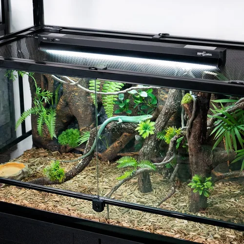 Miniatura 7 de REPTI ZOO Luz UVB conmutable para reptiles, 24W T5 UVB Kit combinado de luz para reptiles tropicales y del desierto, lámpara de campana de terrario