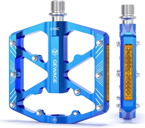 Pedales de bicicleta de 9/16 pulgadas, pedales de bicicleta con reflectores, 3 rodamientos sellados, pedales de plataforma ancha para bicicleta de
