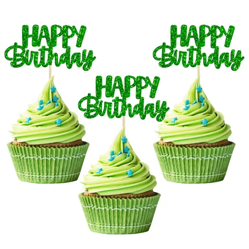 Miniatura 22 de Gyufise 24 piezas Adornos para pastel de cumpleaños con púas brillantes para magdalenas, para celebrar la decoración de pastel de fiesta temática