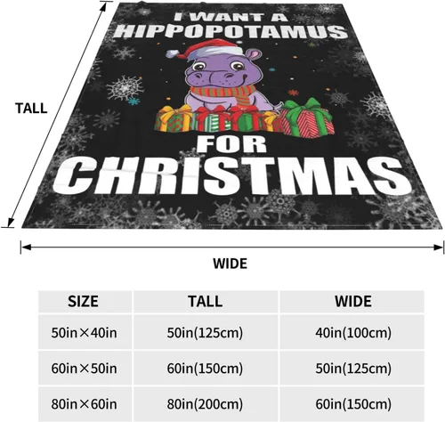 Miniatura 5 de Manta navideña de hipopótamo para sofá y cama, forro polar de 60 x 80 pulgadas