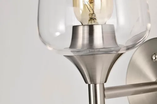 Miniatura 5 de Edvivi Lámpara de tocador de baño de 1 luz, níquel cepillado moderno con pantalla de vidrio transparente, apliques de pared para espejos, Latón