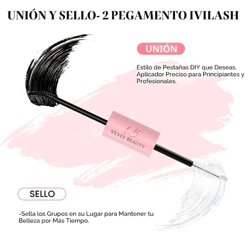 Miniatura 2 de VEYESBEAUTY Pegamento de pestañas 2 en 1 impermeable para extensiones de pestañas de larga duración, fuerte sujeción individual, pegamento para Negro