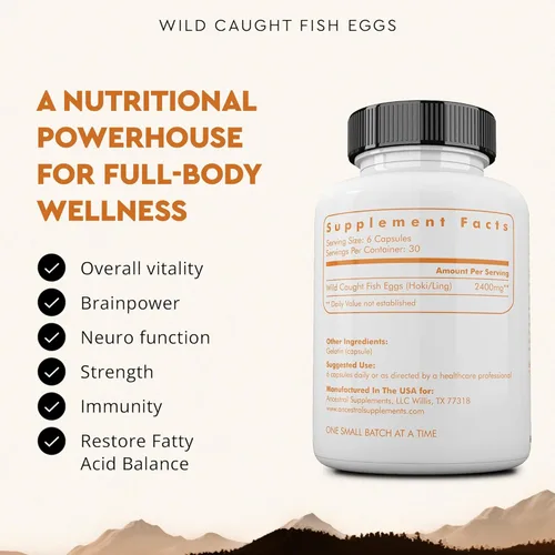 Miniatura 2 de Ancestral Supplements Huevos de Pescado Capturados en Estado Salvaje, 2400mg, Suplemento de Omega-3 que Apoya la Salud del Cerebro, Corazón