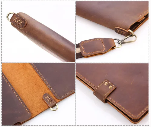 Miniatura 5 de Robrasim Funda de Cuero para Cuaderno de Bocetos Hecha a Mano, Soporte para Bloc de Bocetos de Artista para Cuaderno de Bocetos de 9 x 12 pulgadas