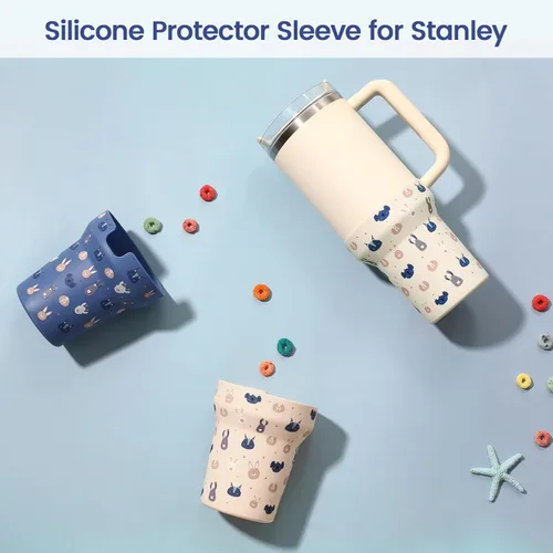 Miniatura 5 de Thxbag Botas de silicona para Stanley Cup de 40 onzas, funda estampada para botas con accesorios Stanley H2.0 y Quencher Adventure Tumbler