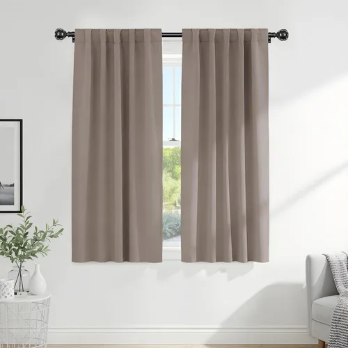 Miniatura 58 de PONY DANCE Cortinas cortas con aislamiento térmico para ventana pequeña, para guardería, baño, cocina, lavandería, caravana, sótano, 29 pulgadas