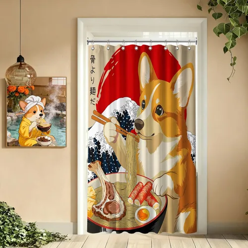 Miniatura 31 de Cortina de ducha estrecha con diseño de gato negro y animé japonés para casa rodante, juegos de decoración de baño, tela impermeable con ganchos, 36