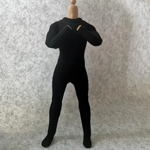 Miniatura 2 de Ropa de figura masculina a escala 1/6, overol de manga larga, overol de tela para figura de acción de 12 pulgadas, ropa de muñeca (negro)