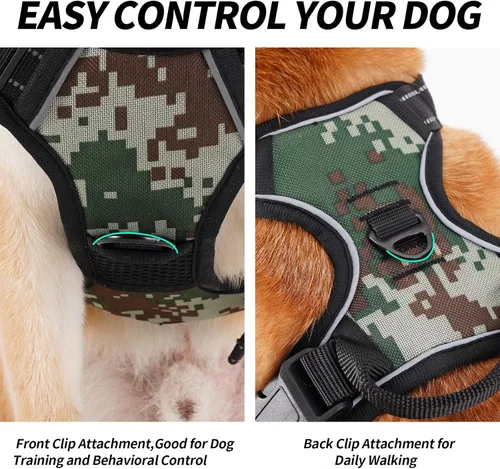 Miniatura 4 de Arnés ajustable y acolchado suave para perro, nailon transpirable con hebilla de seguridad, fácil de poner, accesorios de anillo delantero