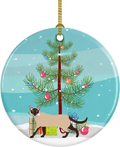 Miniatura 131 de Caroline's Treasures Adorno de cerámica con texto en inglés "Merry Christmas" para colgar en el árbol de Navidad, decoración para el hogar, Navidad