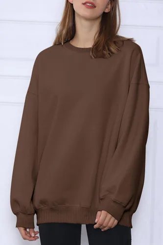 Miniatura 3 de Trendy Queen Sudaderas de gran tamaño para mujer, sudaderas con capucha de forro polar con cuello redondo, suéteres cómodos, ropa de otoño e