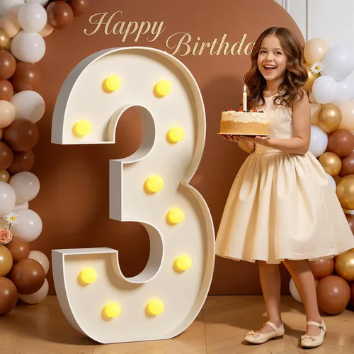 Miniatura 10 de Números de marquesina de 4 pies de alto, 4 pies de alto, números grandes iluminados 0 para 30, 40, 50, 60, decoración de fiesta de cumpleaños